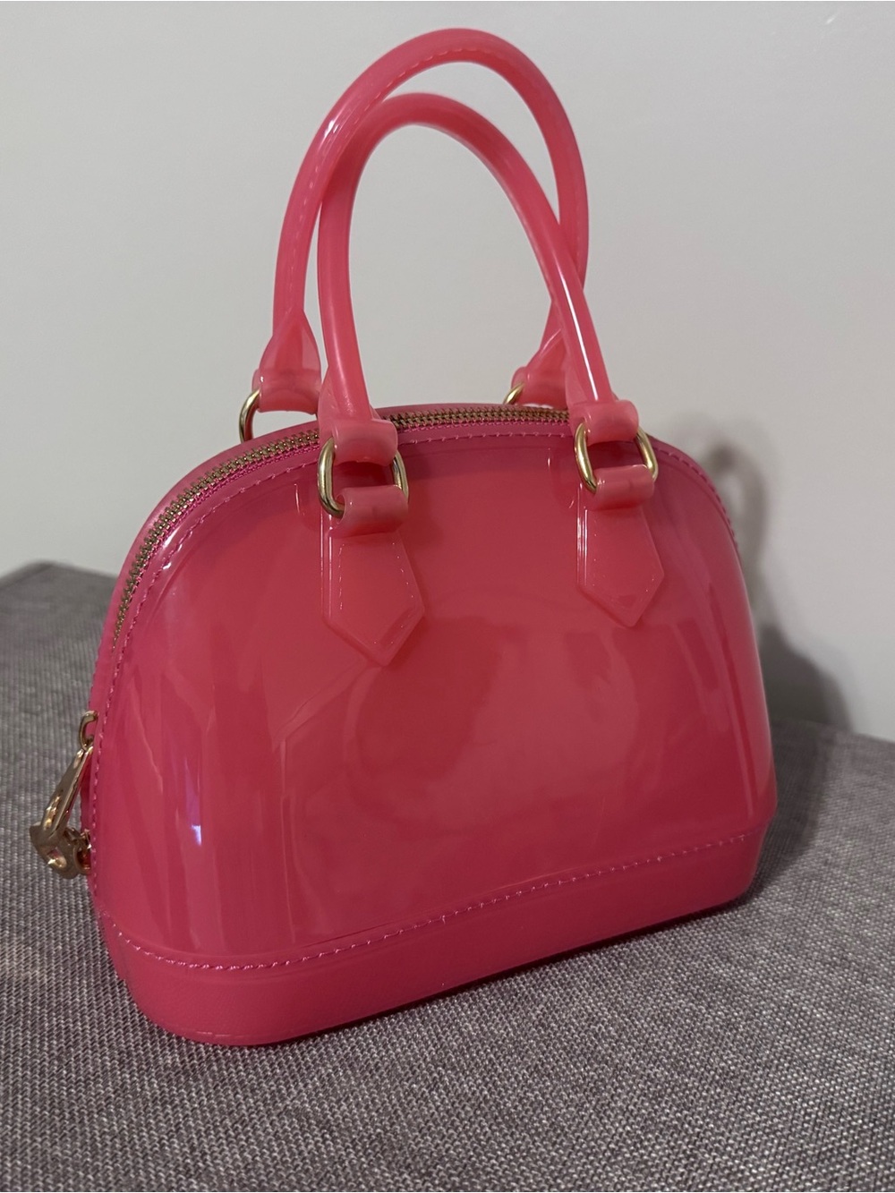 Girls “Jelly” Glossy Pink Dome Satchel Handbag